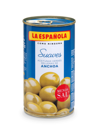[619] Milde Oliven gefüllt mit Sardellen "La Española" 130gr.